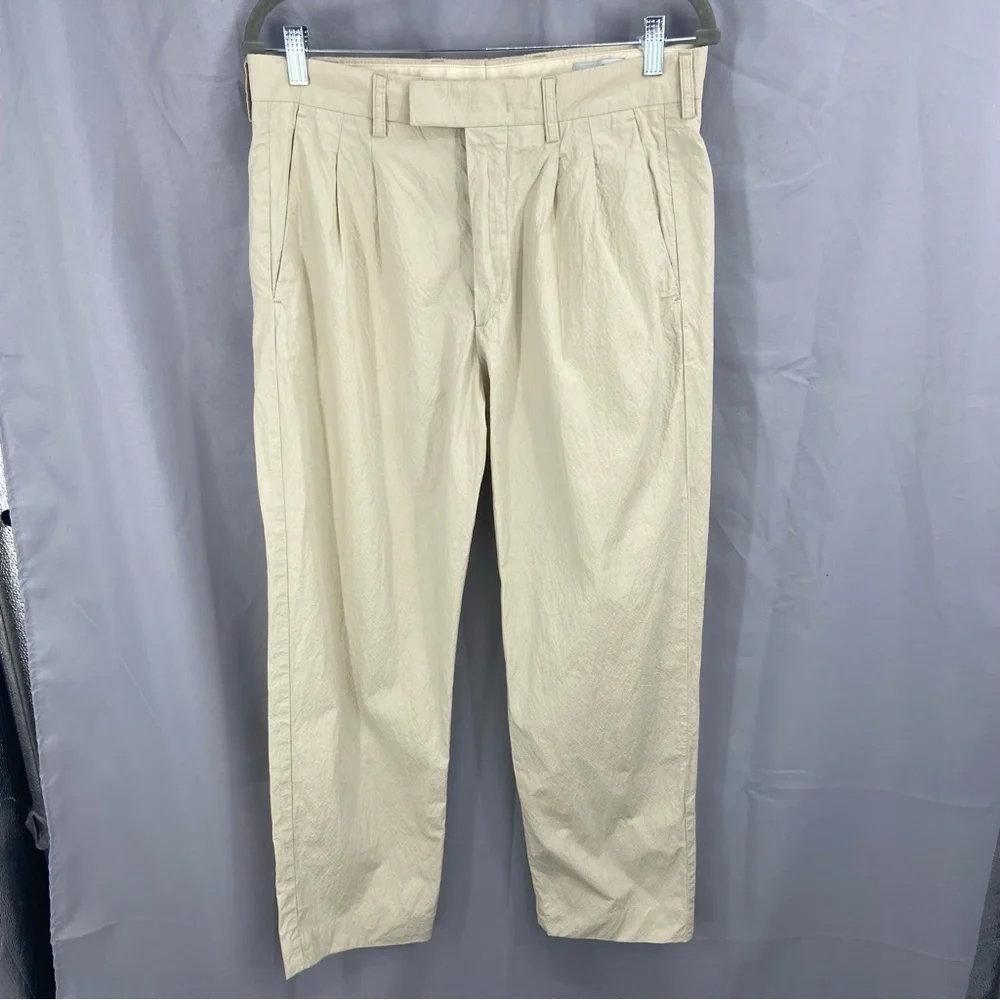 No Nationality NN07 Cream Pleated Front Fritz Pants Crinkle Fabric (Hemmed)